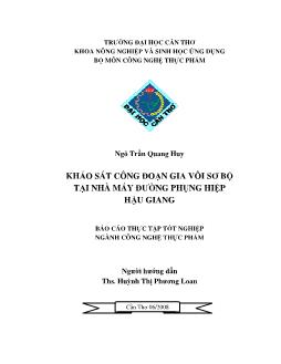 Khảo sát công đoạn gia vôi sơ bộ tại nhà máy đường