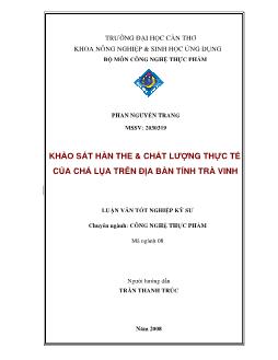 Khảo sát hàn the và chất lượng thực tế của chả lụa trên địa bàn tỉnh Trà Vinh