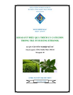 Khảo sát hiệu quả trích ly catechin trong trà tươi bằng ethanol