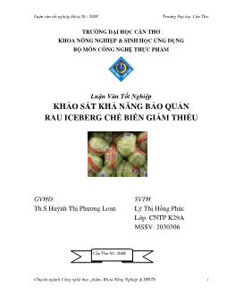 Khảo sát khả năng bảo quản rau Iceberg chế biến giảm thiểu