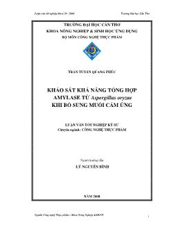 Khảo sát khả năng tổng hợp Amylase từ Aspergillus oryzae khi bổ sung muối cảm ứng