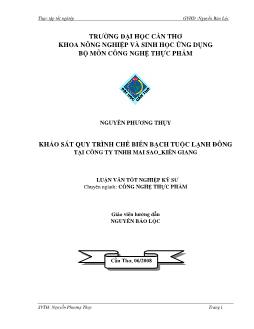 Khảo sát quy trình chế biến bạch tuộc lạnh đông