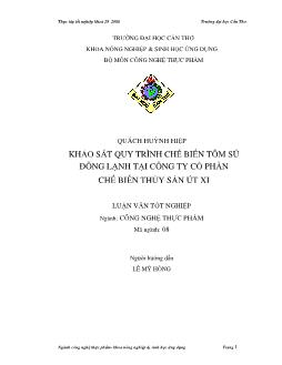 Khảo sát quy trình chế biến tôm sú đông lạnh