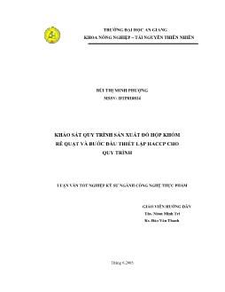 Khảo sát quy trình sản xuất đồ hộp khóm rẽ quạt và bước đầu thiết lập HACCP cho quy trình