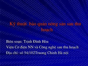 Kỹ thuật bảo quản nông sản sau thu hoạch