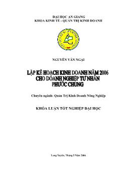 Lập kế hoạch kinh doanh cho doanh nghiệp tư nhân Phước Chung