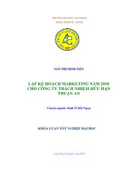 Lập kế hoạch Marketing cho Công ty TNHH Thuận An năm 2010