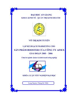 Lập kế hoạch Marketing cho sản phẩm Booster của Công ty AFIEX