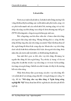 Mở rộng cho vay tiêu dùng ở Ngân hàng nông nghiệp Hà Nội