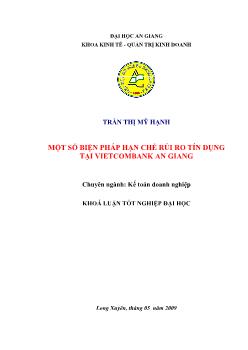 Một số biện pháp hạn chế rủi ro tín dụng tại Vietcombank AG
