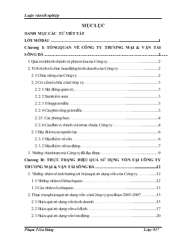 Một số biện pháp nâng cao hiệu quả sử dụng vốn tại Công ty cổ phần Thương mại & vận tải Sông Đà