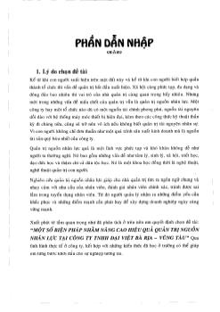 Một số biện pháp nhằm nâng cao hiệu quả quản trị nguồn nhân lực tại Công ty TNHH Đại Việt Bà Rịa - Vũng Tàu