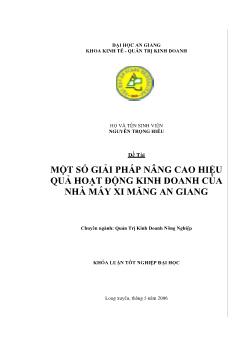 Một số giải pháp nâng cao hiệu quả hoạt động kinh doanh của Công ty Xi măng An Giang
