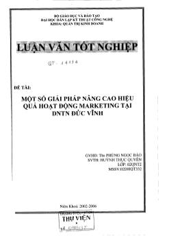 Một số giải pháp nâng cao hiệu quả hoạt động Marketing tại doanh nghiệp tư nhân Đức Vĩnh
