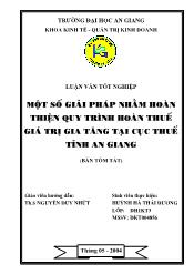 Một Số Giải Pháp Nhằm Hoàn Thiện Hoàn Thuế Giá Trị Gia Tăng Tại Cục Thuế Tỉnh An Giang