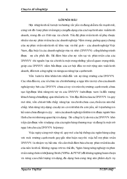Một số giải pháp nhằm mở rộng hoạt động cho vay đối với các doanh nghiệp vừa và nhỏ tại Ngân hàng nông nghiệp và phát triển nông thôn tỉnh quảng Bình