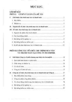 Một số giải pháp tổ chức chu trình mua vào và thanh toán cho Công ty Incomfish