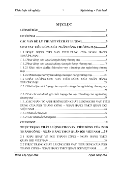 Nâng cao chất lượng cho vay tiêu dùng của Phòng Giao Dịch Thành Công – Ngân hàng thương mại cổ phần Quân Đội Việt Nam