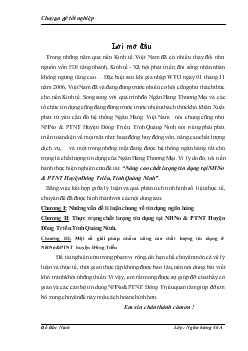 Nâng cao chất lượng tín dụng tại Ngân hàng nông nghiệp và phát triển nông thôn Huyện Đông Triều, Tỉnh Quảng Ninh