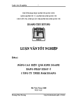 Nâng cao hiệu quả kinh doanh hàng Nhập khẩu ở Công ty TNHH Nam hoàng