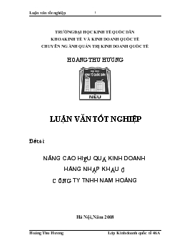 Nâng cao hiệu quả kinh doanh hàng Nhập khẩu ở Công ty TNHH Nam hoàng