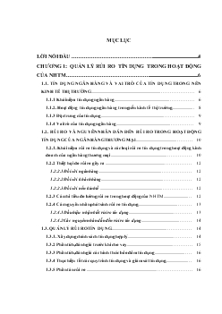 Nâng cao hiệu quả quản lý rủi ro tín dụng tại Ngân hàng công thương Tỉnh Nam Định