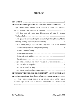 Nâng cao hiệu quả quản trị nhân lực tại Ngân hàng thương mại cổ phần Kỹ thương Việt Nam - Techcombank
