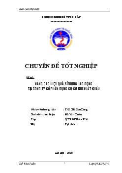 Nâng cao hiệu quả sử dụng lao động tại Công ty cổ phần dụng cụ cơ khí xuất khẩu