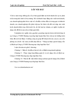 Nâng cao hiệu quả sử dụng vốn cố định tại Công ty TNHH Thương mại tổng hợp Bảo Yên