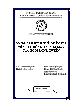 Nâng cao hiệu quả vốn lao động tại nhà máy gạch ngói Long Xuyên