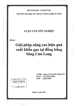 Nâng cao hiệu quả xuất khẩu gạo tại đồng bằng Sông Cửu Long