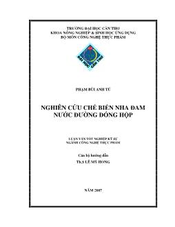 Nghiên cứu chế biến nước nha đam nước đường đóng hộp