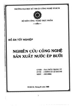 Nghiên cứu công nghệ sản xuất ép nước bưởi