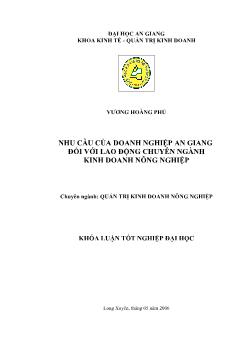 Nghiên cứu nhu cầu của doanh nghiệp An Giang đối với lao động chuyên ngành Kinh doanh nông nghiệp