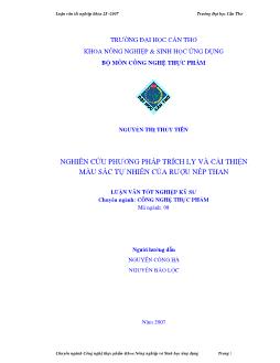 Nghiên cứu phương pháp trích ly và cải thiện màu sắc tự nhiên của rượu nếp than