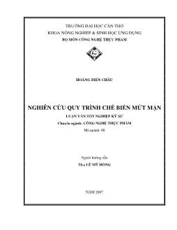 Nghiên cứu quy trình chế biến mứt mận