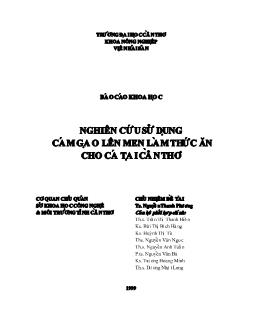 Nghiên cứu sử dụng cám gạo lên men làm thức ăn cho cá tại Cần Thơ