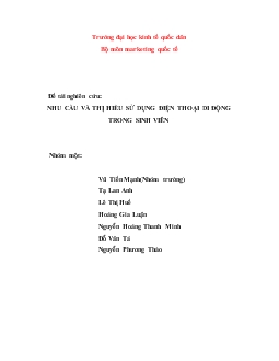 Nhu cầu và thị hiếu sử dụng điện thoại di động trong sinh viên