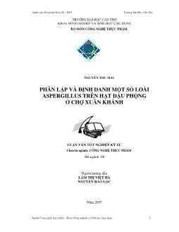 Phân lập và định danh một số loài Aspergillus trên hạt đậu phộng ở chợ Xuân Khánh