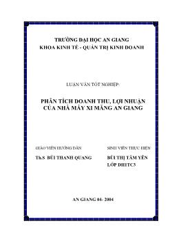 Phân Tích Doanh Thu Và Lợi Nhuận Của Nhà Máy Xi Măng An Giang