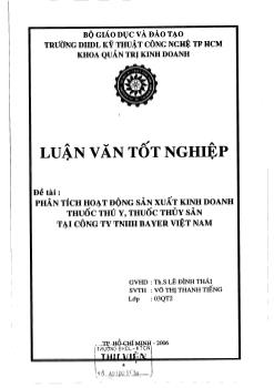 Phân tích hoạt động sản xuất kinh doanh thuốc thú y, thuốc thuỷ sản tại Công ty TNHH Bayer Việt Nam