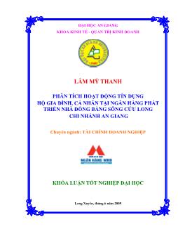 Phân tích hoạt động tín dụng hộ gia đình, cá nhân tại ngân hàng phát triển nhà ĐBSCL chi nhánh An Giang