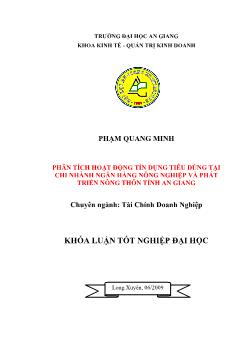 Phân tích hoạt động tín dụng tiêu dùng tại ngân hàng Nông nghiệp và Phát triển Nông thôn - Chi nhánh An Giang