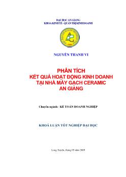 Phân tích kết quả hoạt động kinh doanh tại nhà máy gạch Ceramic An Giang