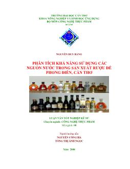 Phân tích khả năng sử dụng các nguồn nước trong sản xuất rượu đế Phong Điền, Cần Thơ