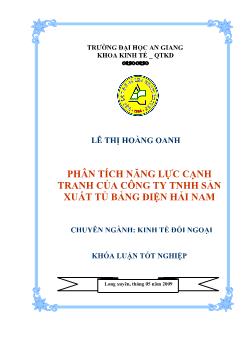 Phân tích năng lực cạnh tranh của công ty TNHH sản xuất tủ bảng điện Hải Nam
