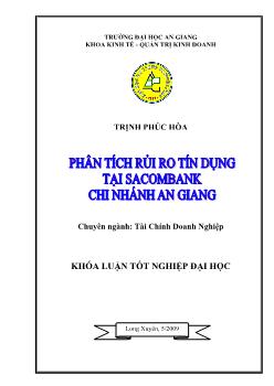 Phân Tích Rủi Ro Tín Dụng Tại Ngân Hàng Sacombank Chi Nhánh An Giang