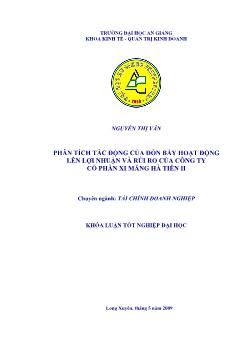 Phân tích tác động của đòn bẩy hoạt động lên lợi nhuận và rủi ro của công ty cổ phần xi măng Hà Tiên 2