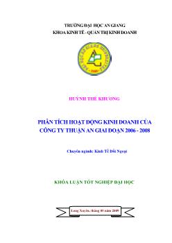 Phân tích tình hình hoạt động kinh doanh của công ty Thuận An giai đoạn 2006 - 2008