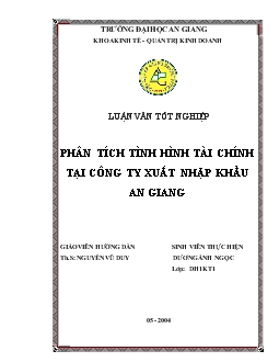 Phân tích tình hình tài chính của Công ty XNK An Giang